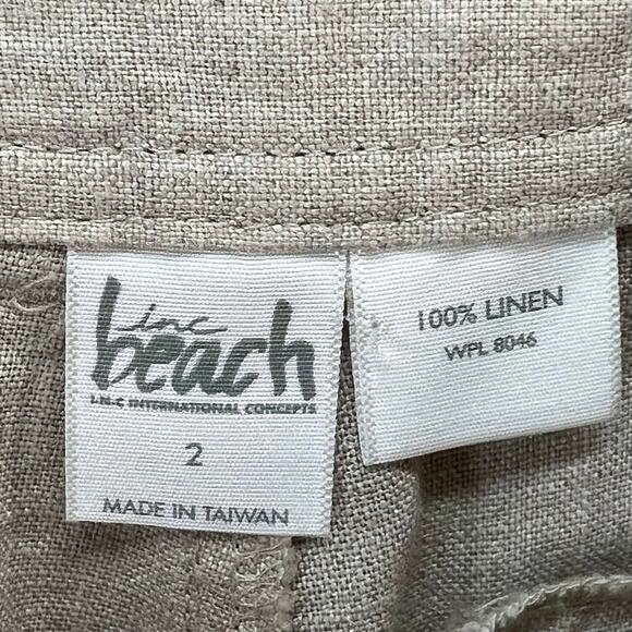 INC Beach Linen Cargo Shorts Womens 2 Beige Utility Casual Resort Travel Pockets - Picture 11 of 13